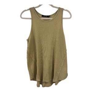 Doe & Rae Waffle Knit Tank Top Tan Sleeveless Casual Everyday Size S NWOT